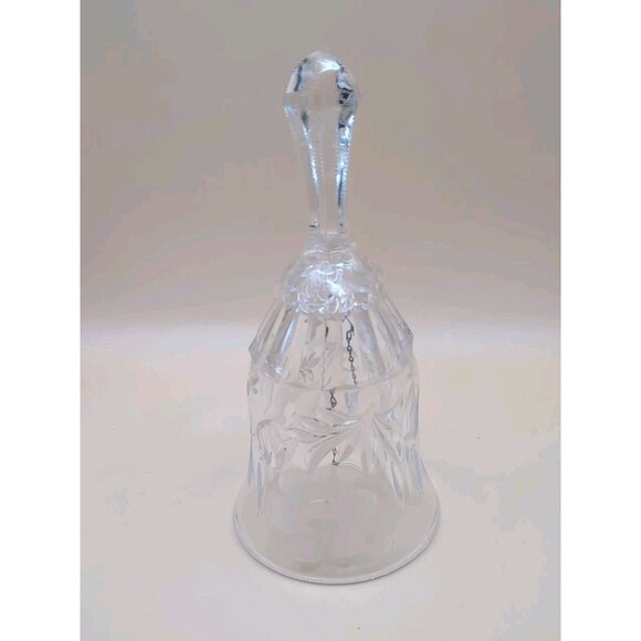 Unbranded Other - Crystal Bell Clear with Etched Flower Design Vintage Heavy Piece 7-½” Tall C-2